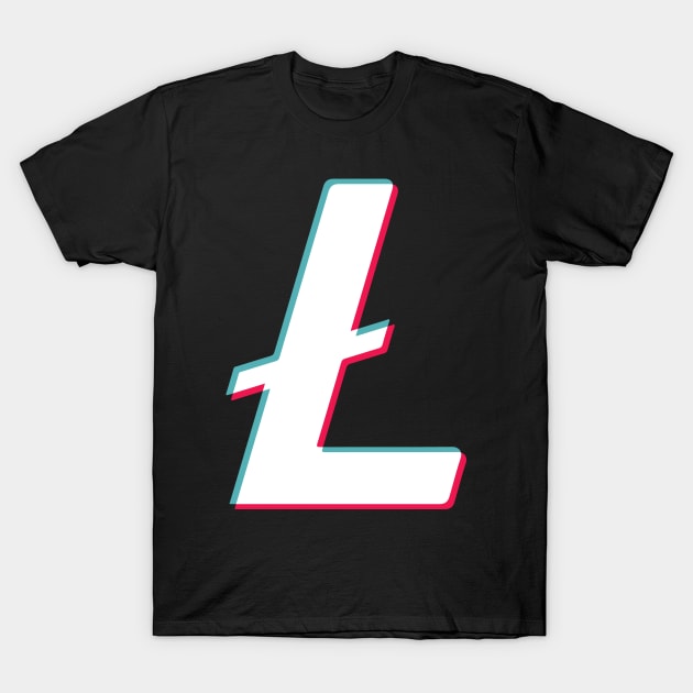 Litecoin Social Media App blue pink glitch modern typography art gift T-Shirt by star trek fanart and more